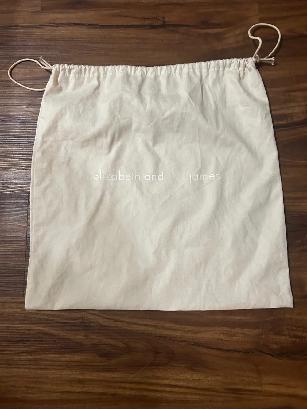 Elizabeth and James Cream Cotton Drawstring Storage Bag